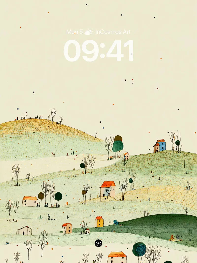 Rolling Hills Cottage Landscape Wallpaper 4K for iPhone Lock Screen wallpaper for iPhone, iPad & Mac