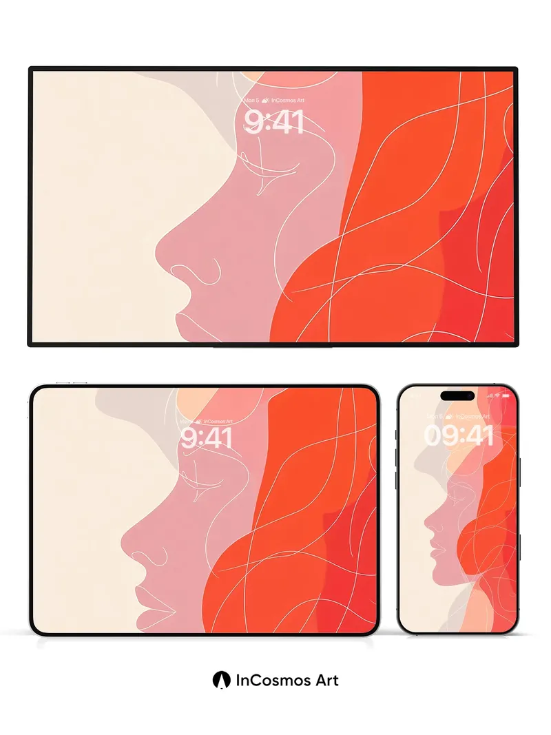 Whispering Silhouettes Wallpaper with Tracing Lines