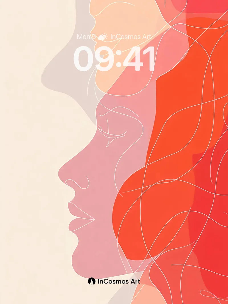 Whispering Silhouettes Wallpaper with Tracing Lines