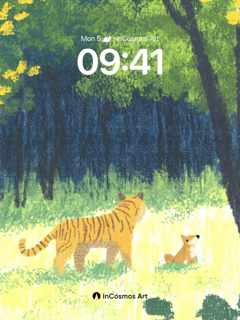 Golden Hush Wallpaper with Forest Whispers