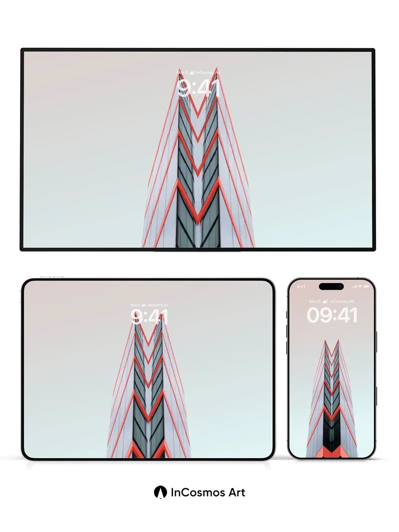 Futurist Spire Wallpaper with Neon Edges