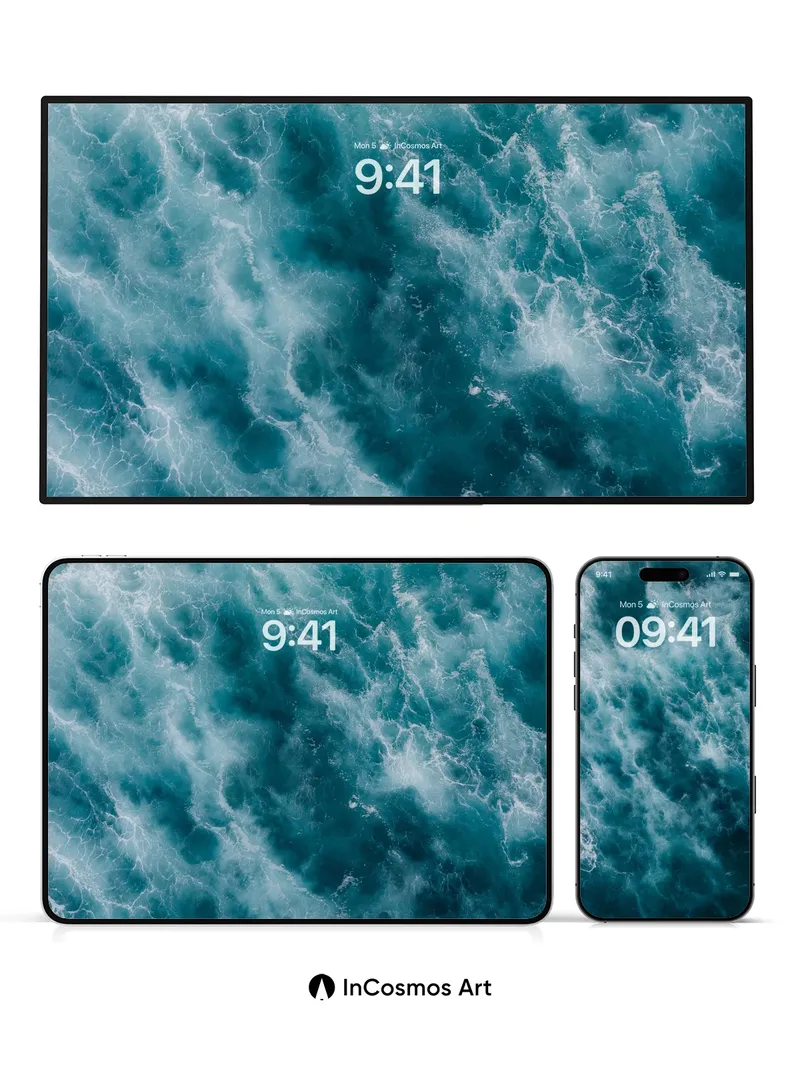 Turquoise Tempest Wallpaper with Foaming Veins