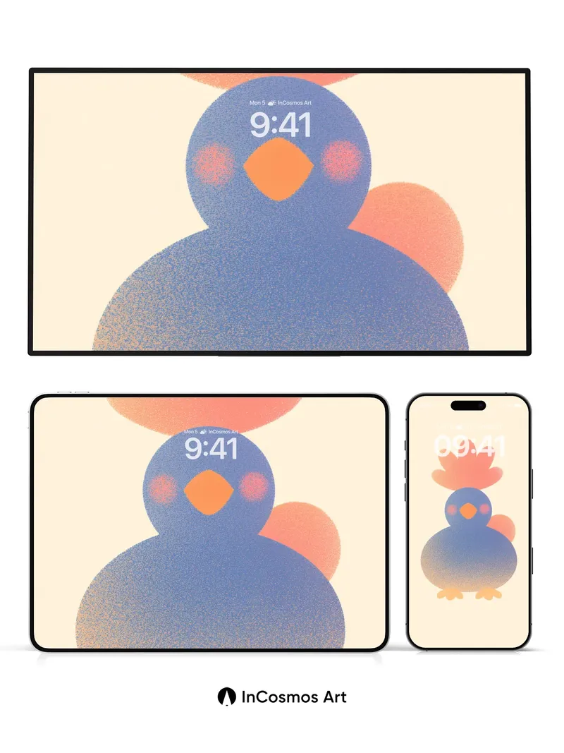 Soft Hush Bird Wallpaper with Coral Crown