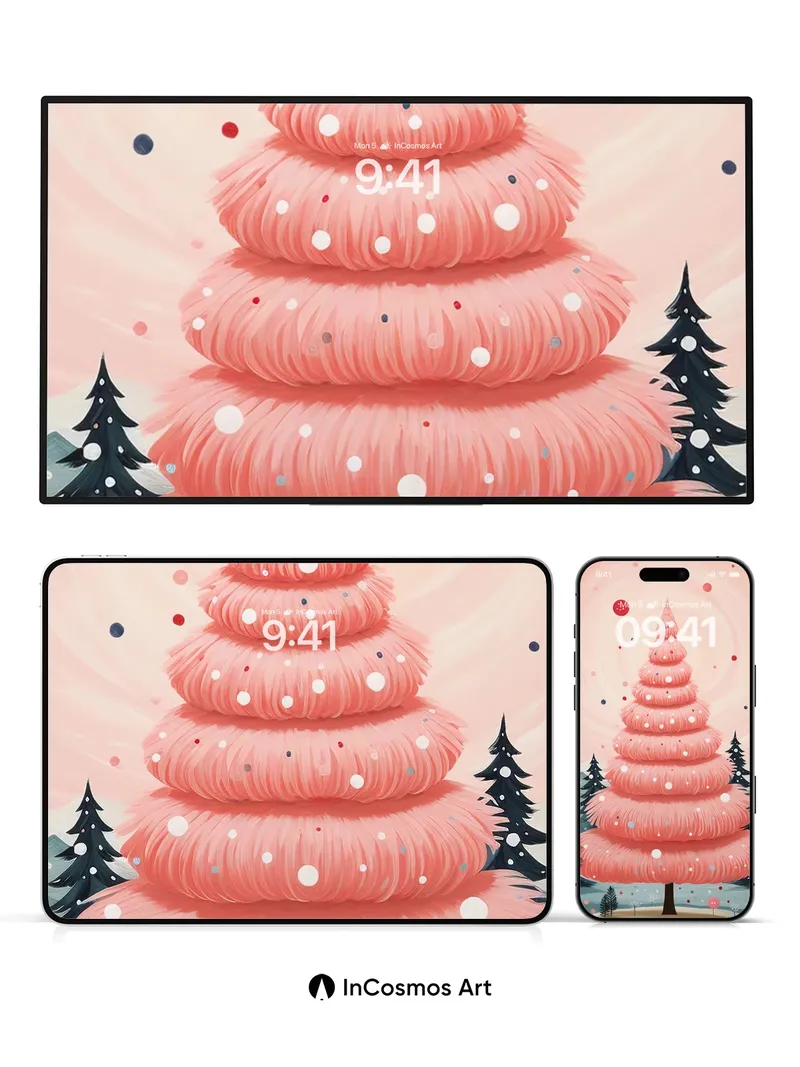 Coral Whisper Wallpaper with Floating Dots