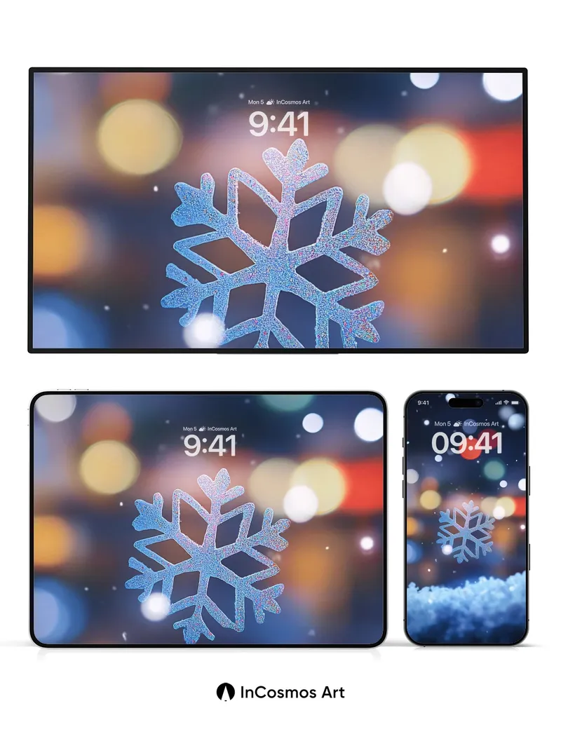 Frost Whisper Wallpaper with Glowing Snowflake