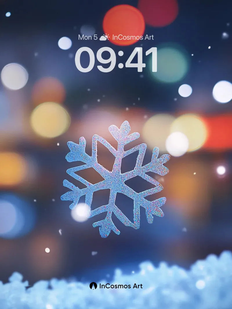 Frost Whisper Wallpaper with Glowing Snowflake