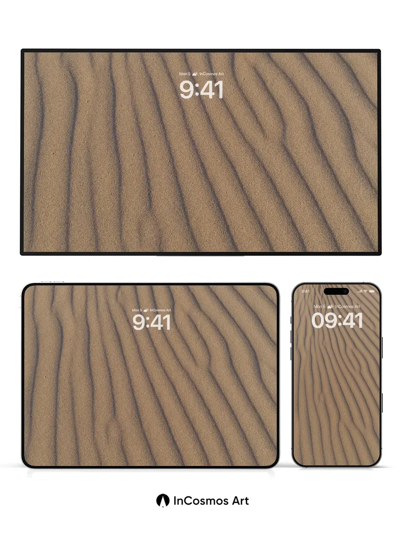 Serenity Sand Ripples Wallpaper with Wind-Whispered Lines