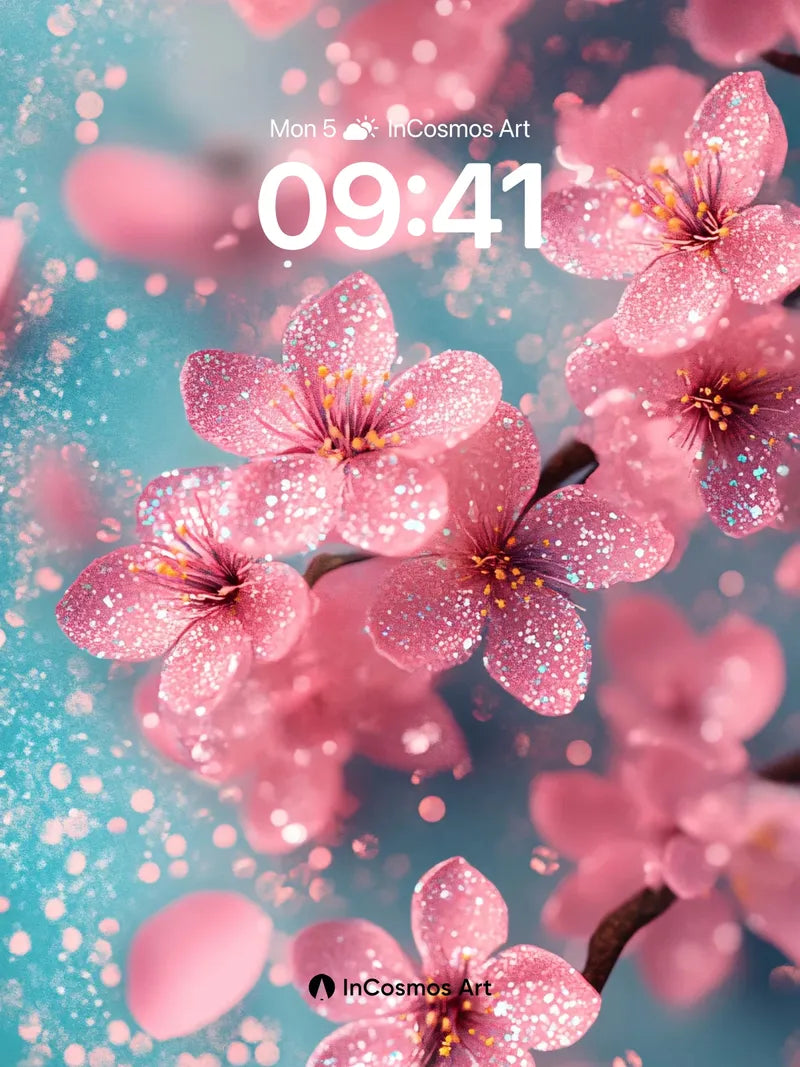 Gleaming Sakura Wallpaper with Cosmic Dust