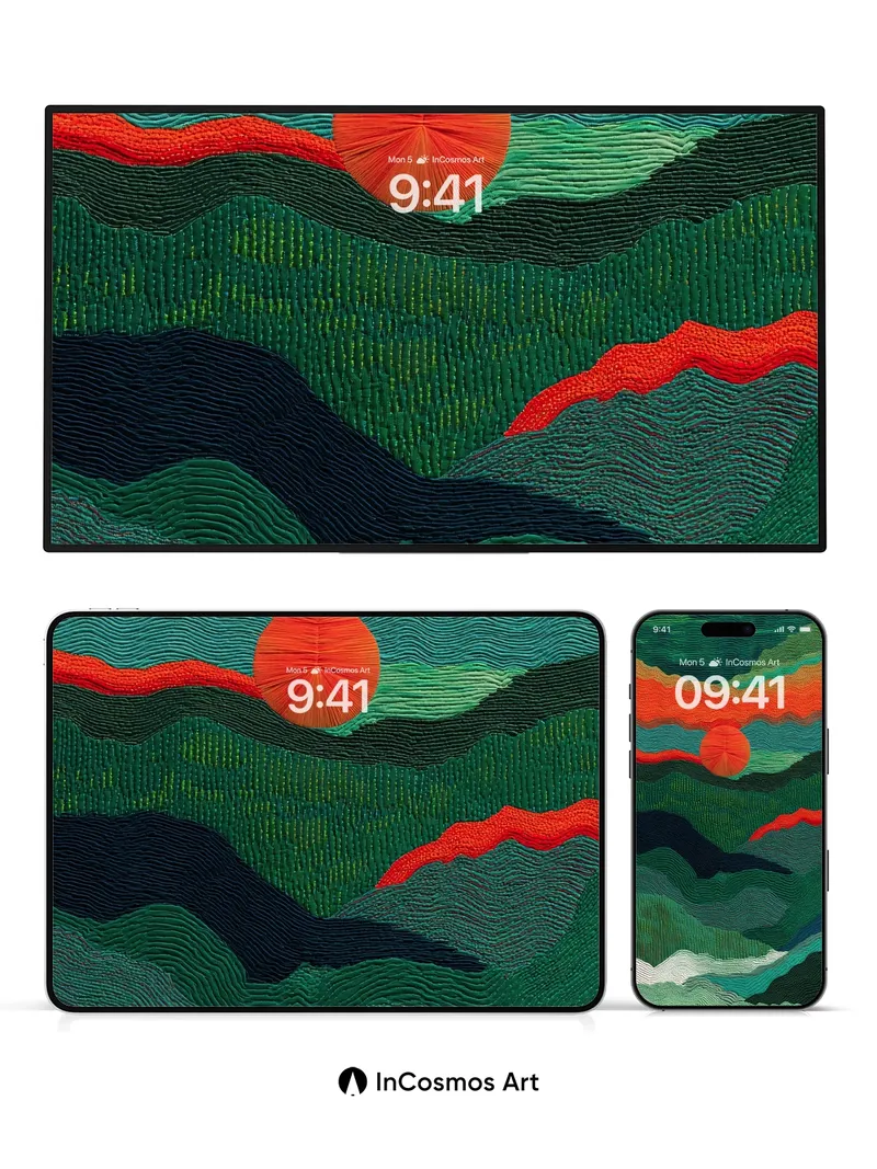 Ember Horizon Wallpaper with Textured Threads