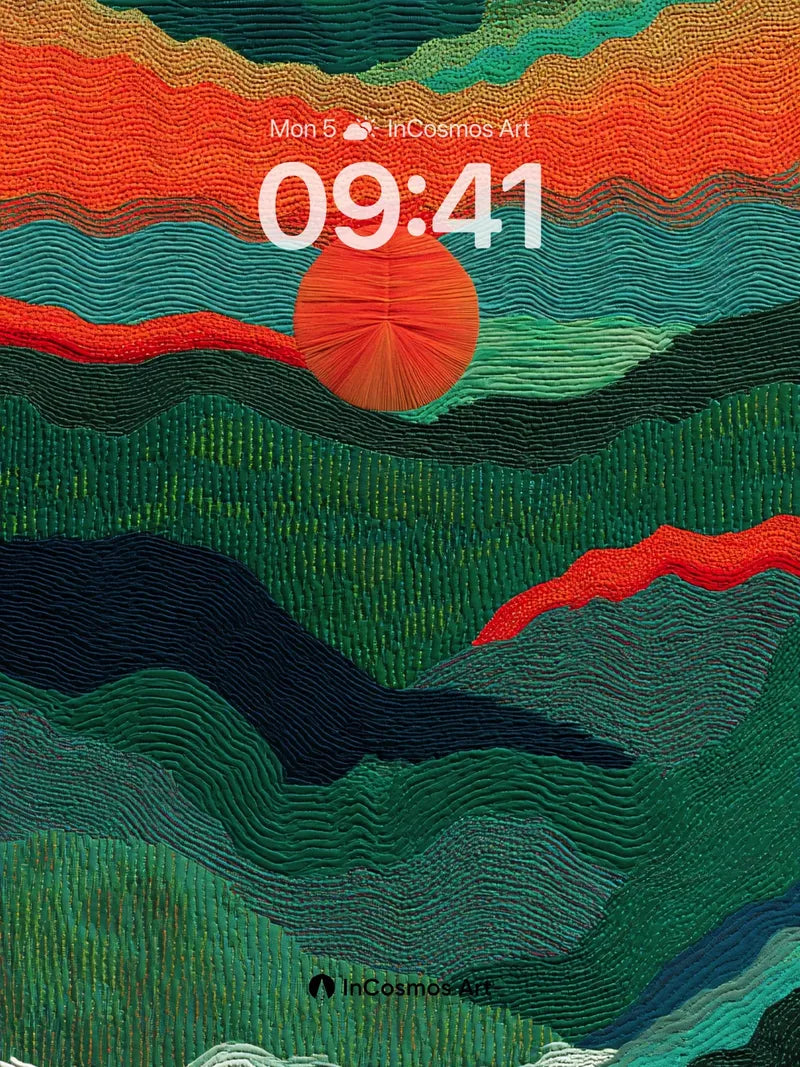 Ember Horizon Wallpaper with Textured Threads