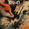 Flame-Woven Fox Wallpaper with Cosmic Ink Trails wallpaper for iPhone, iPad & Mac