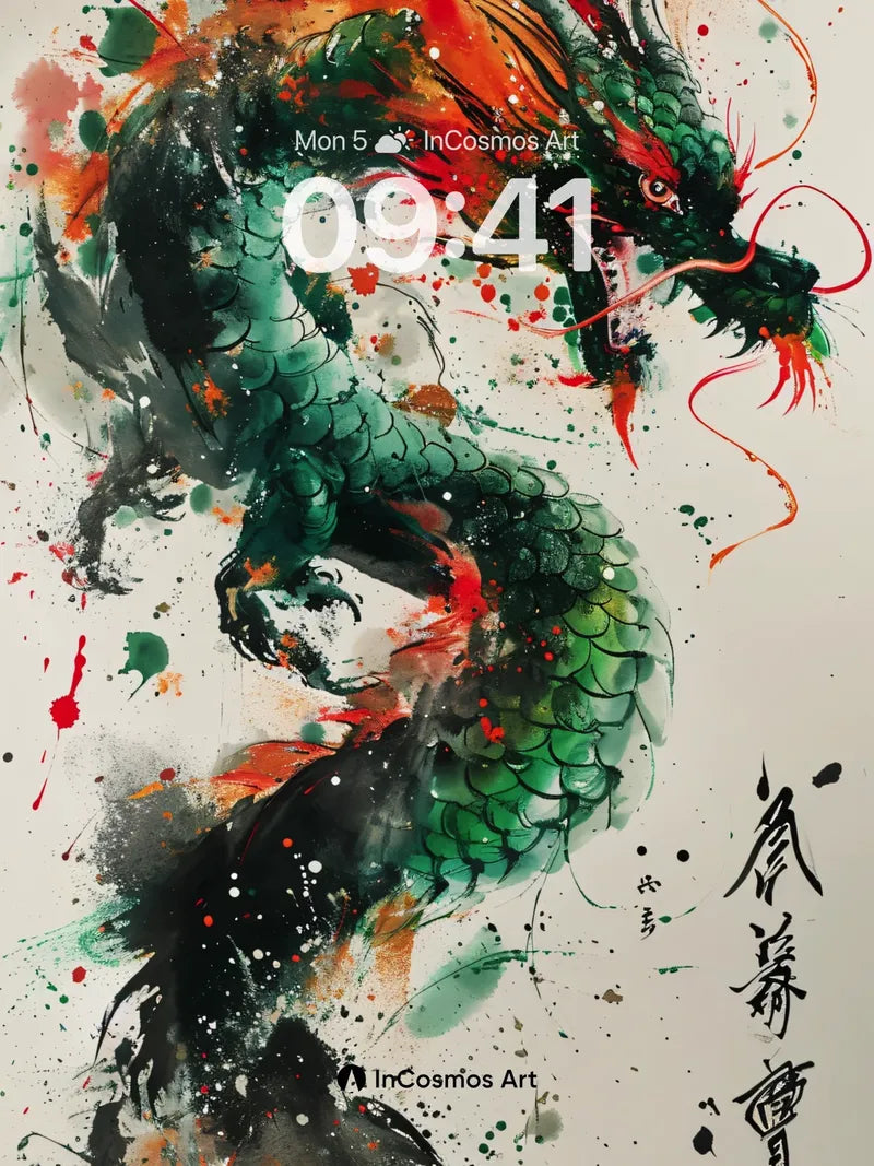 Fiery Scale Wallpaper with Ink Breath wallpaper for iPhone, iPad & Mac