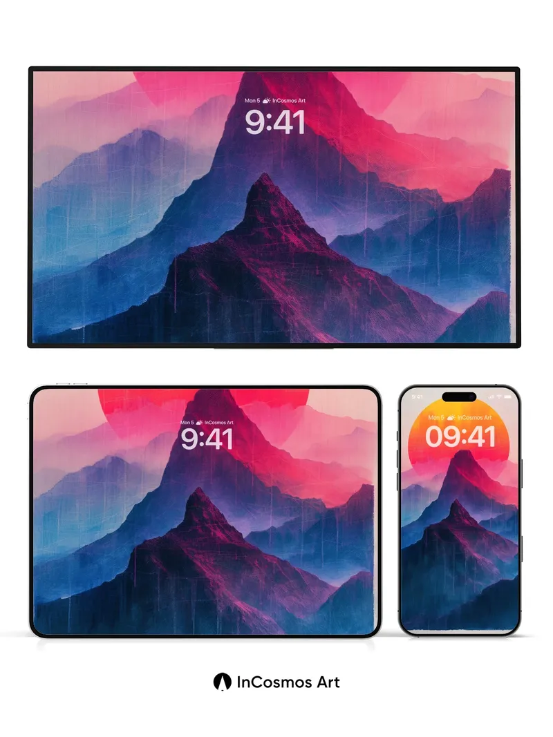 Neon Mirage Wallpaper with Cosmic Sun