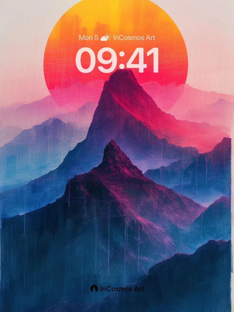 Neon Mirage Wallpaper with Cosmic Sun