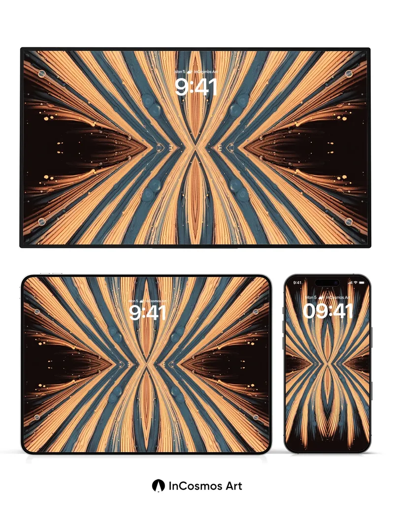 Luminous Fractal Wallpaper with Cosmic Veins