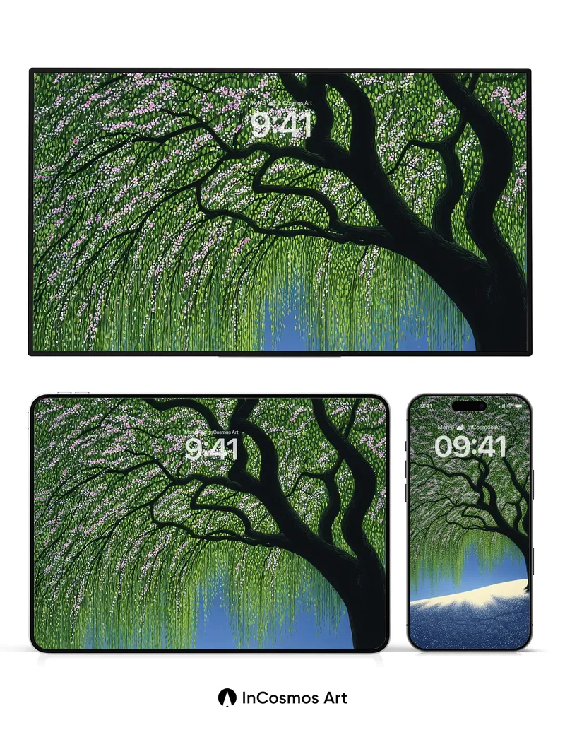 Whispering Canopy Wallpaper with Starlight Roots