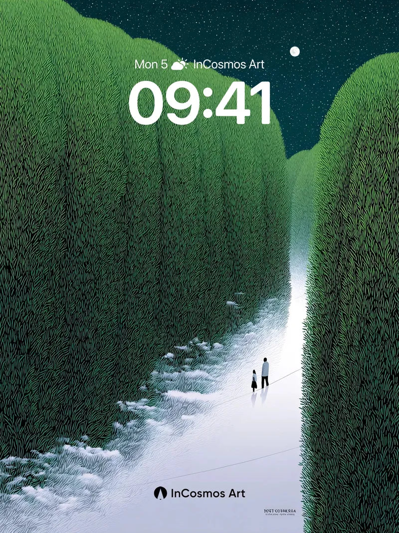Moonlit Maze Wallpaper with Whispering Hedges wallpaper for iPhone, iPad & Mac