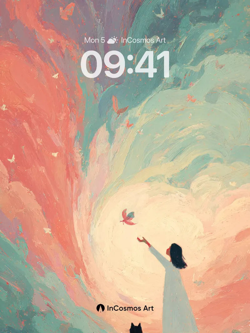 Whispering Vortex Wallpaper with Floating Feathers