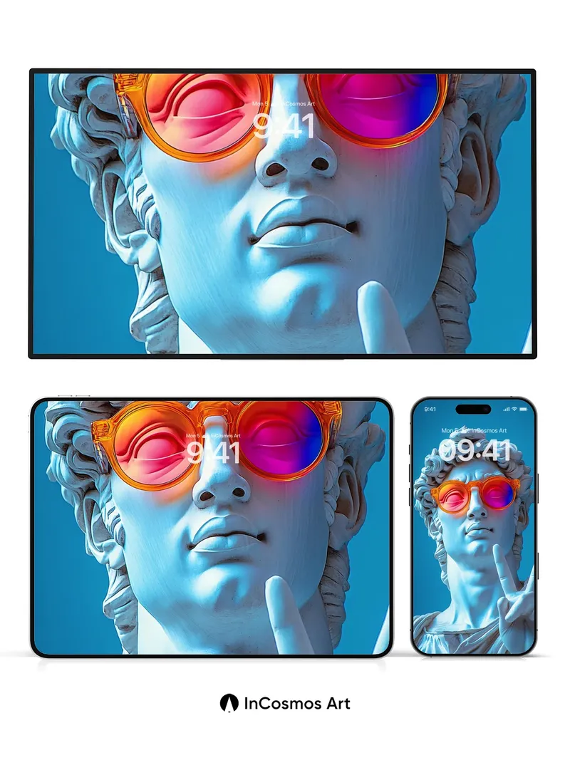 Surreal Stone Wallpaper with Neon Glasses