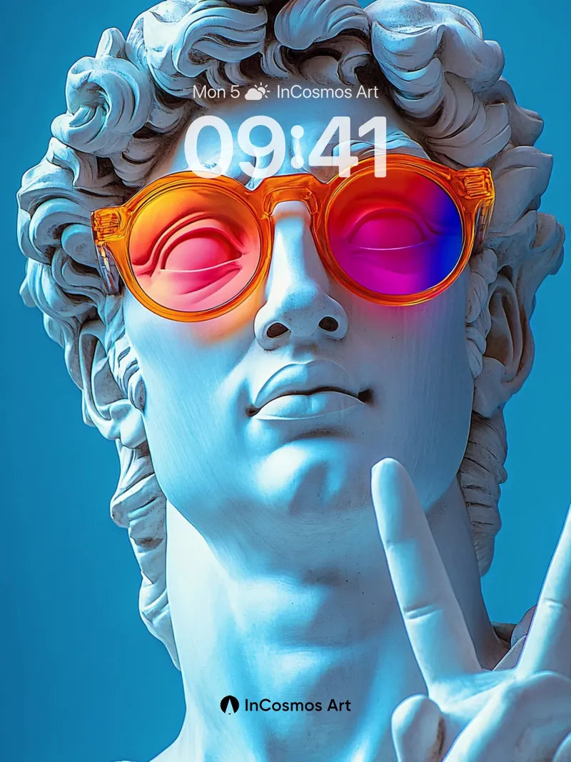 Surreal Stone Wallpaper with Neon Glasses