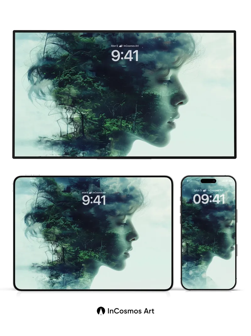 Serenity Forest Wallpaper with Whispering Clouds