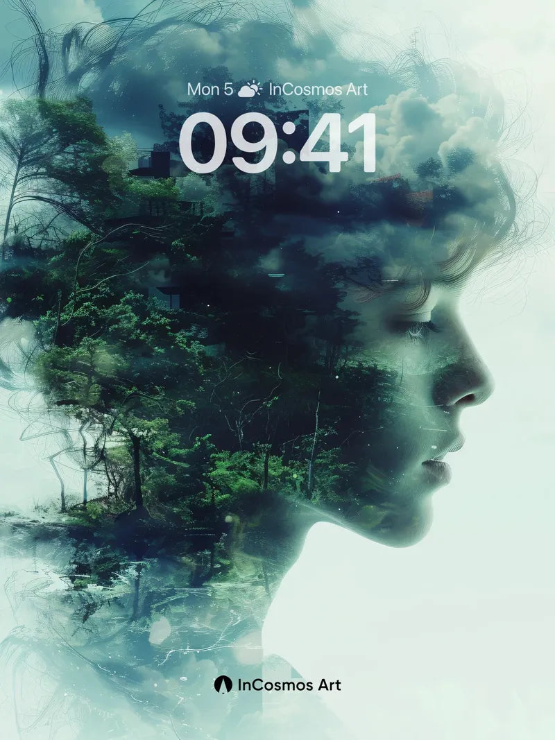 Serenity Forest Wallpaper with Whispering Clouds