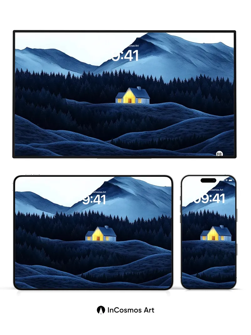 Whispering Peaks Wallpaper with Glowing Hearth