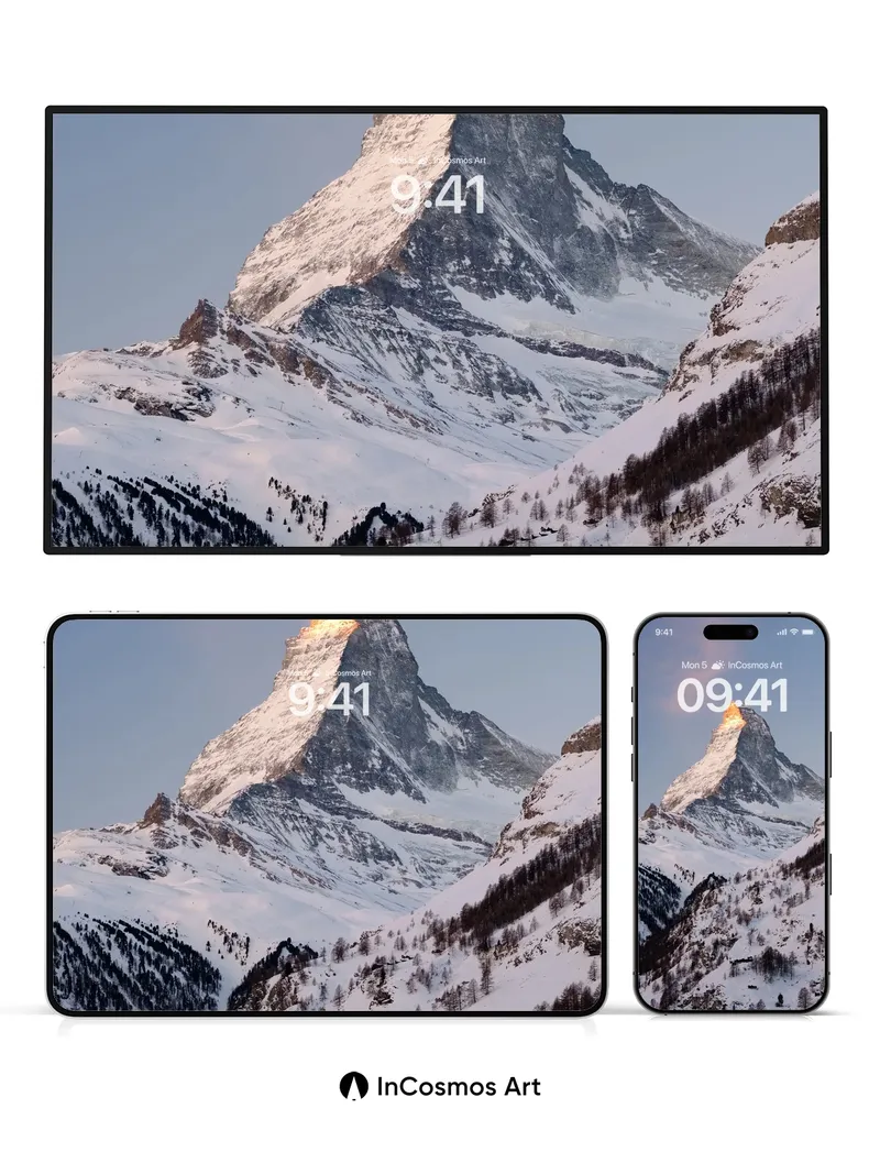 Alpenglow Majesty Wallpaper with Frozen Silence