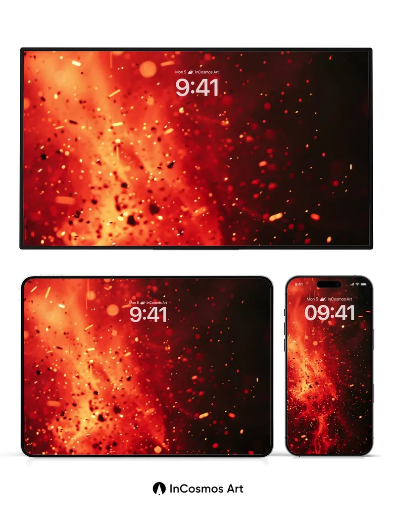 Ember Veil Wallpaper with Floating Ash