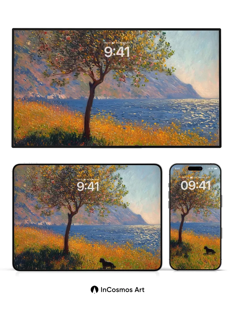 Golden Hush Wallpaper with Canine Silhouette