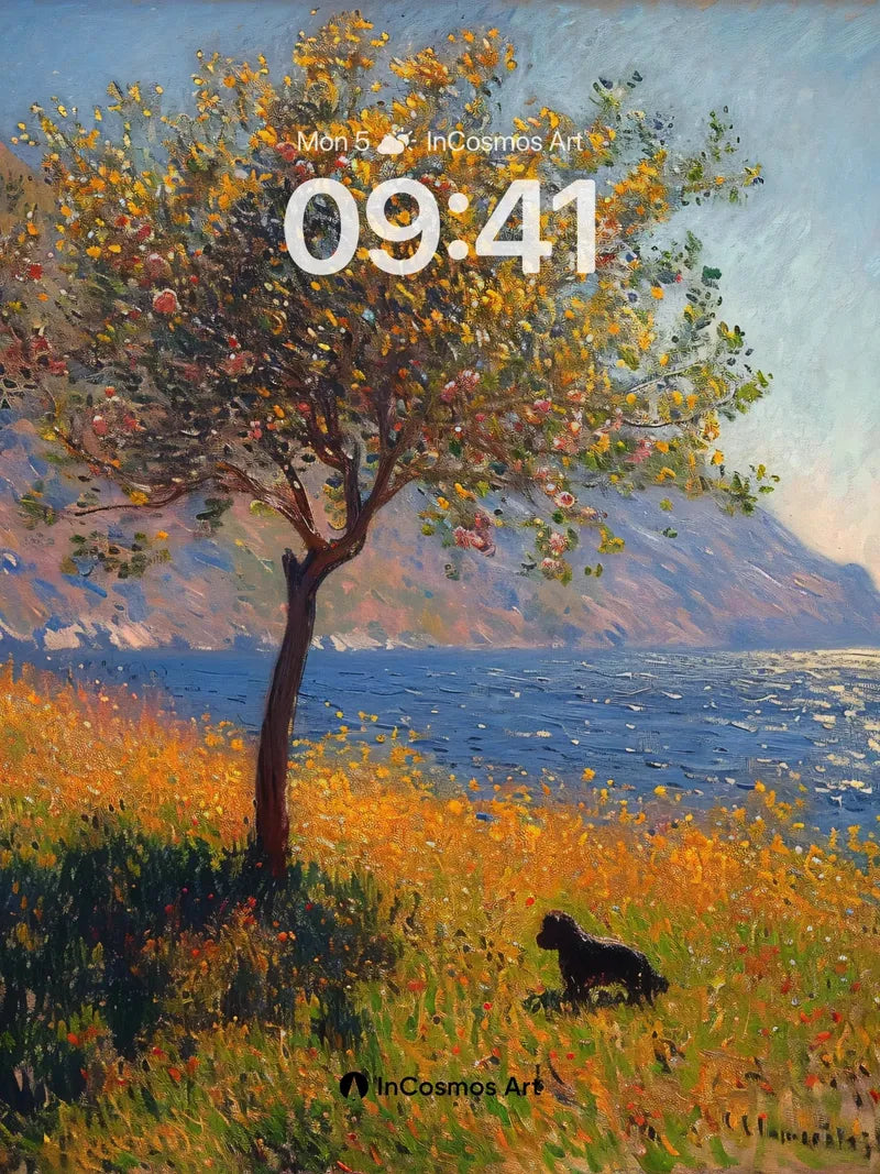 Golden Hush Wallpaper with Canine Silhouette