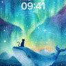 Whispering Aurora Wallpaper with Cat and Whale wallpaper for iPhone, iPad & Mac