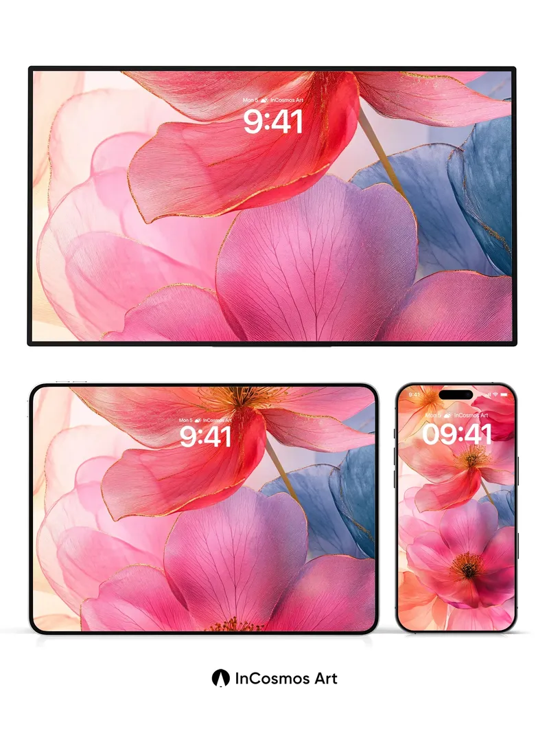 Luminous Petal Wallpaper with Ethereal Veils