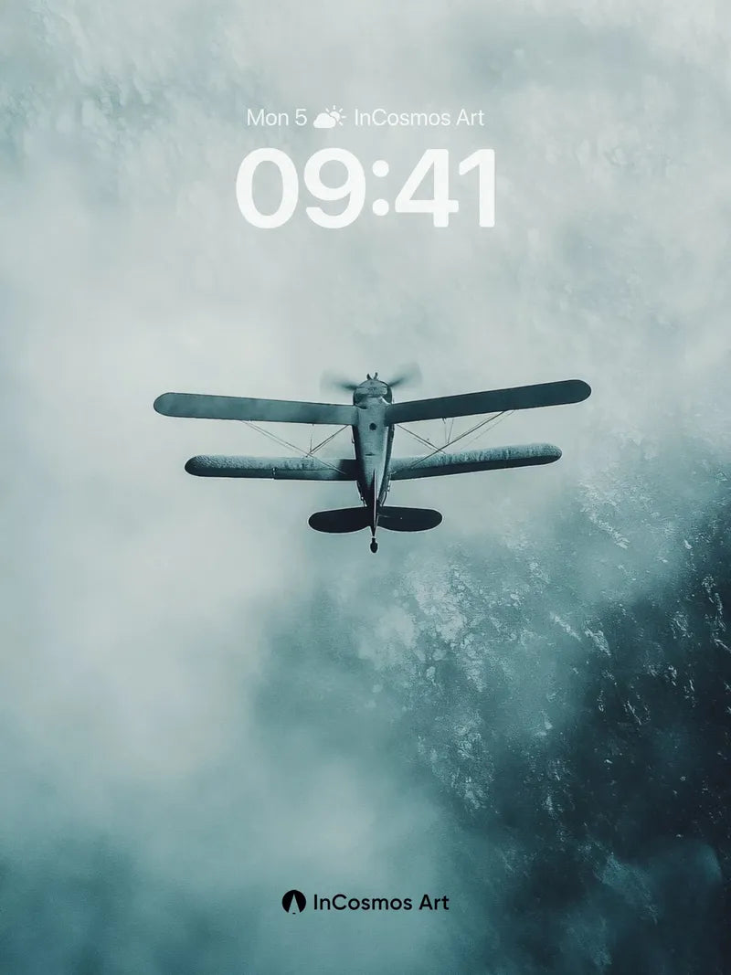 Cloud-Drift Biplane Wallpaper with Midnight Skies