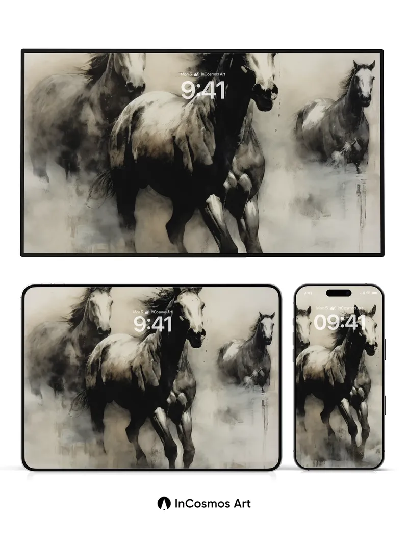 Smoke-Weave Horse Wallpaper with Ethereal Motion