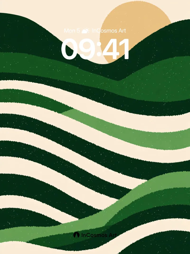 Serenity Wave Wallpaper with Sunlit Peaks