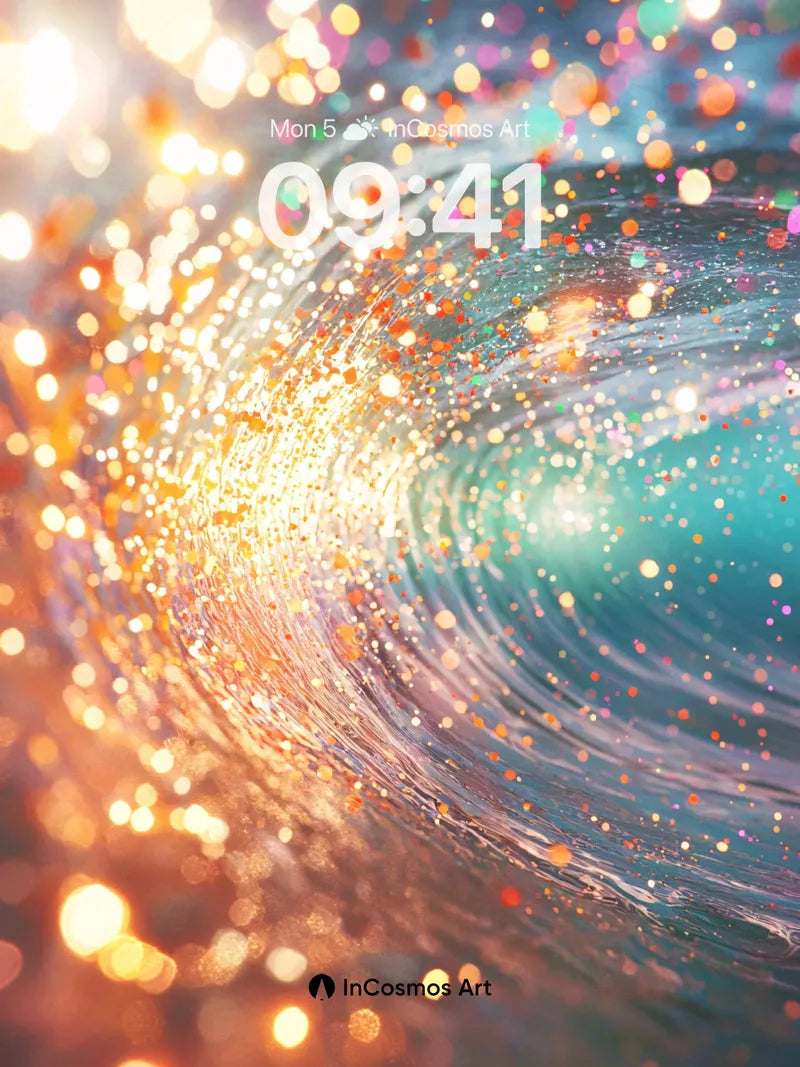 Luminous Wave Wallpaper with Cosmic Sparkle