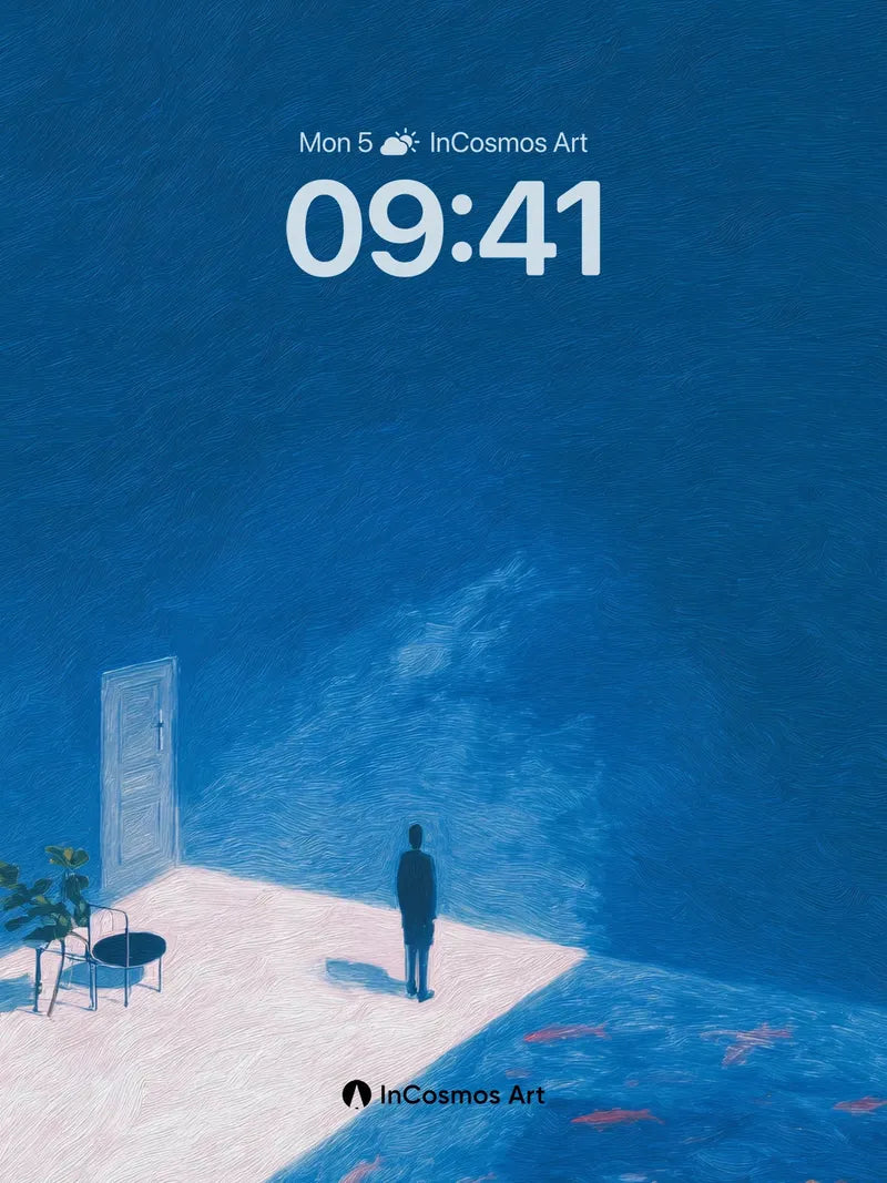 Lonely Blue Horizon Wallpaper with Floating Door wallpaper for iPhone, iPad & Mac