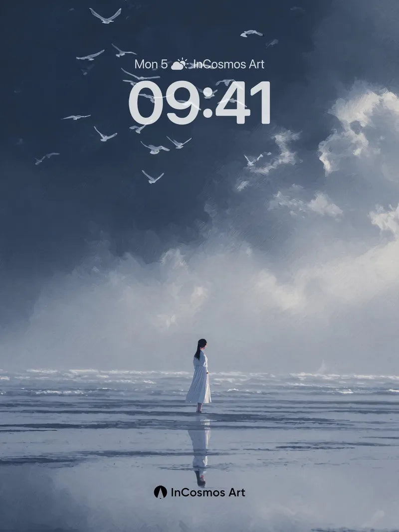 Serenity Skyline Wallpaper with Reflective Tide