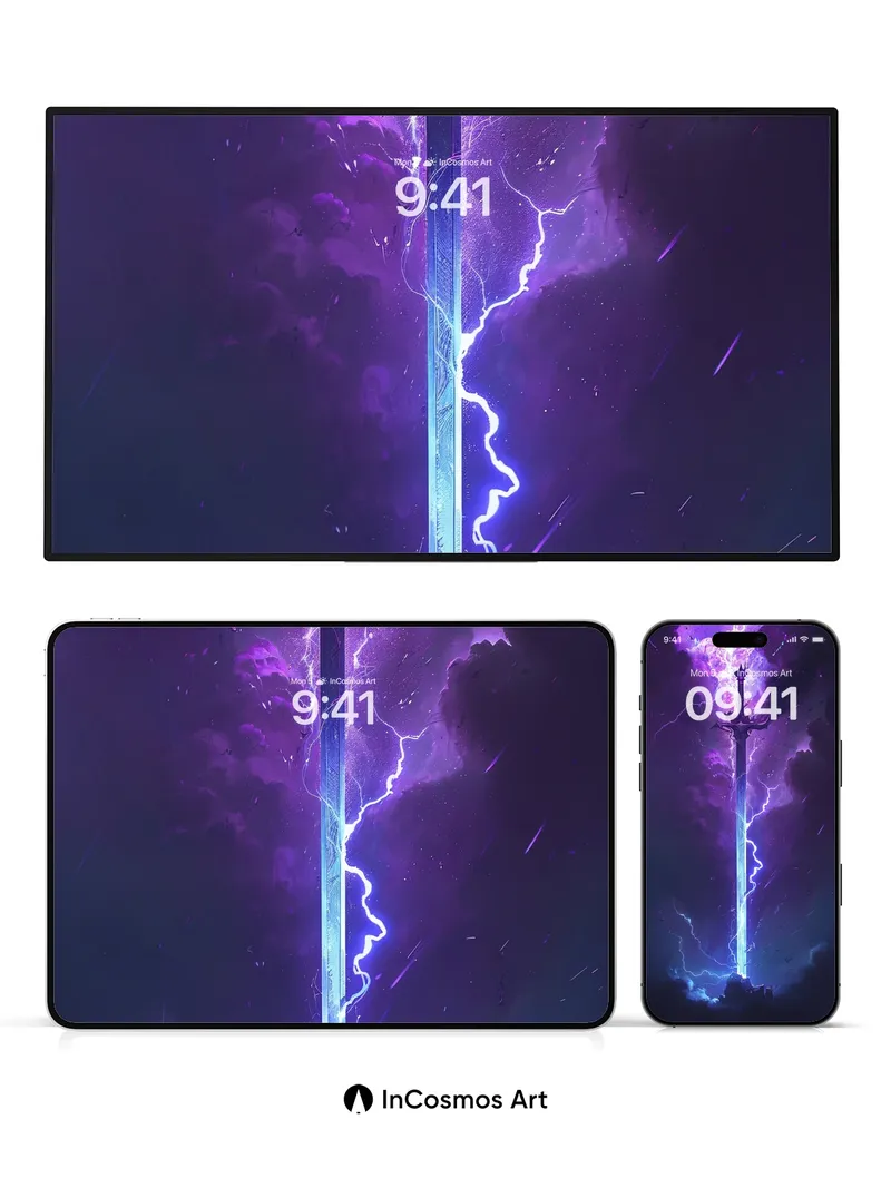 Thunderborne Blade Wallpaper with Cosmic Lightning