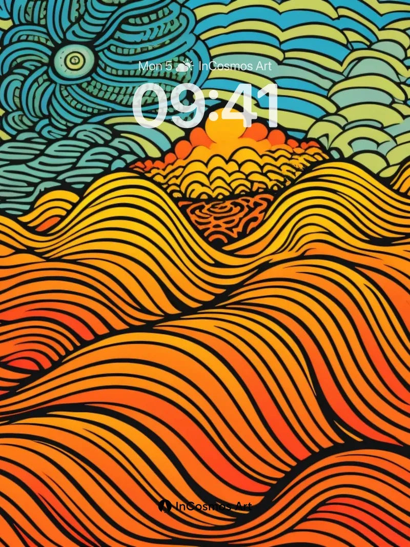 Crimson Wave Wallpaper with Swirling Sky