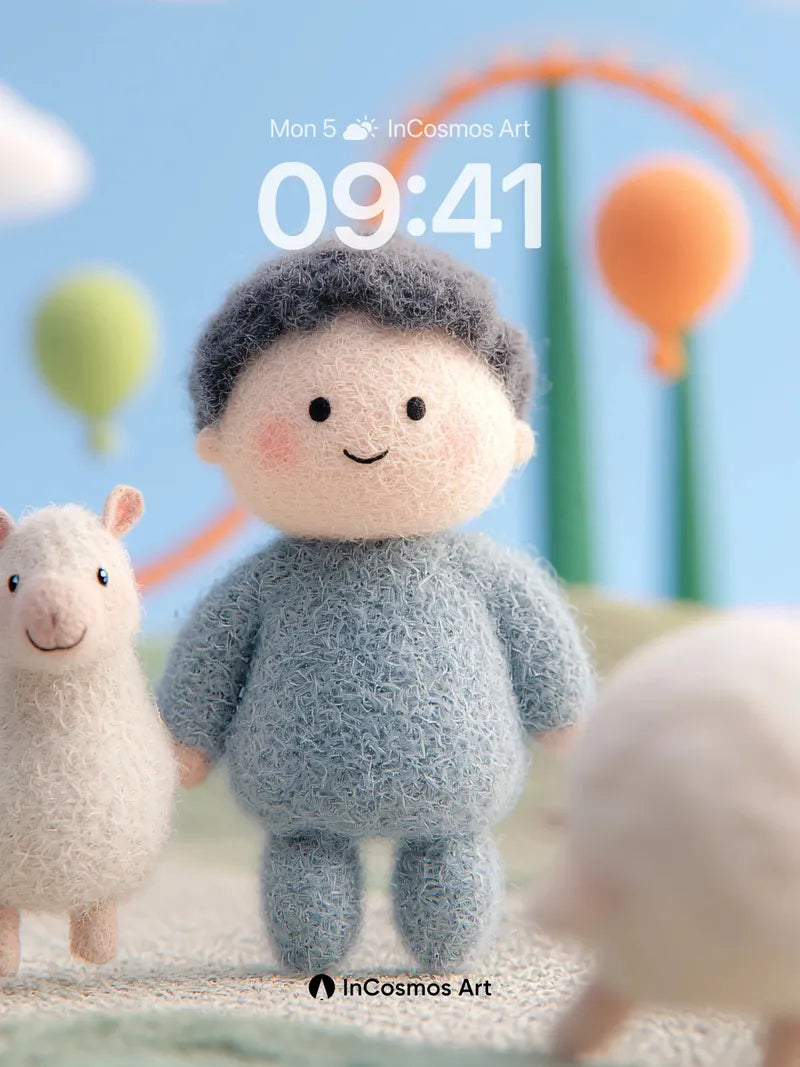 Felted Wonder Wallpaper with Woolen Friends wallpaper for iPhone, iPad & Mac