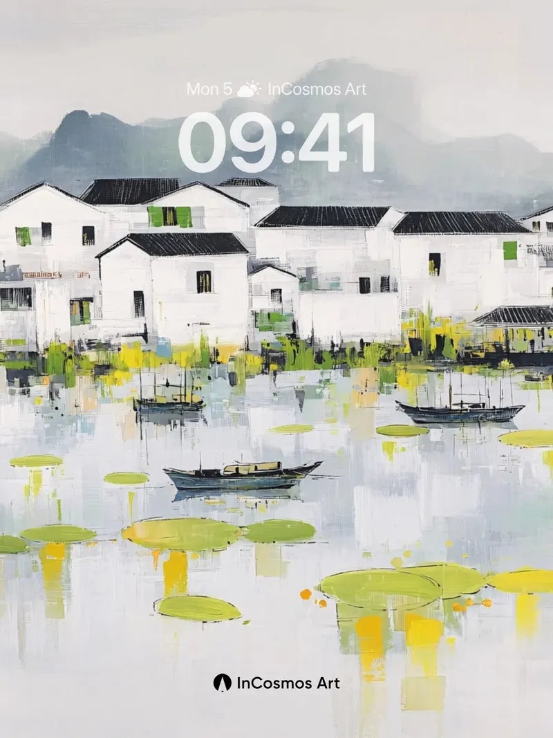 Serenity Watercolor Wallpaper with Floating Lilies