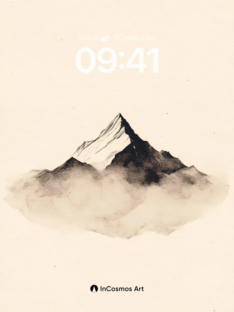 Serenity Peak Wallpaper with Ink Mist