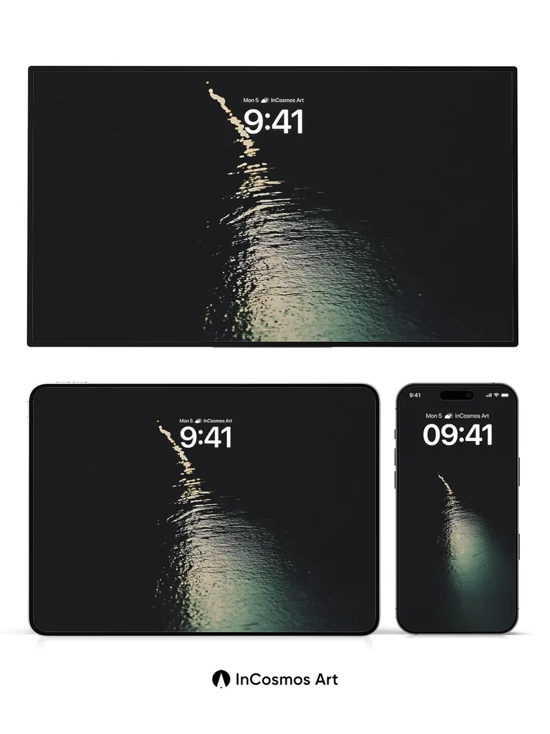 Midnight Current Wallpaper with Lunar Path