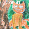 Whimsical Orange Cat Wallpaper with Tree Embrace wallpaper for iPhone, iPad & Mac