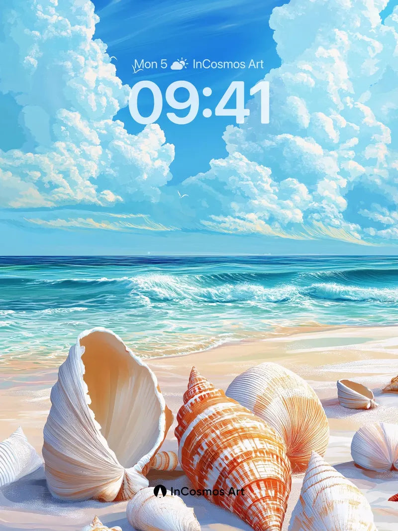 Serenity Shell Wallpaper with Ocean Light