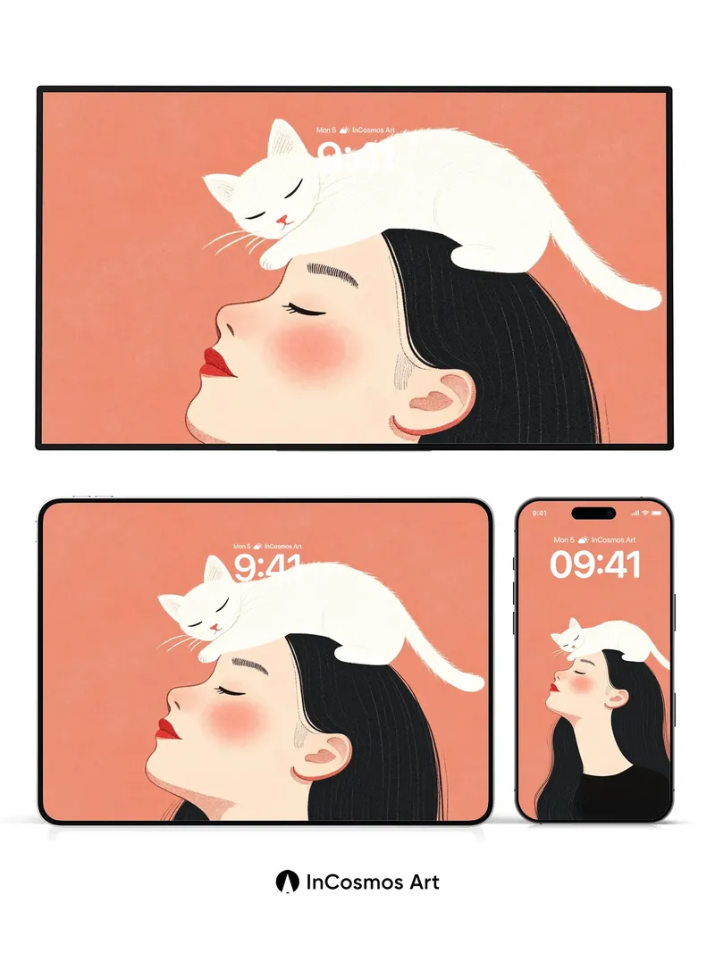 Serene Whispers Wallpaper with Feline Grace