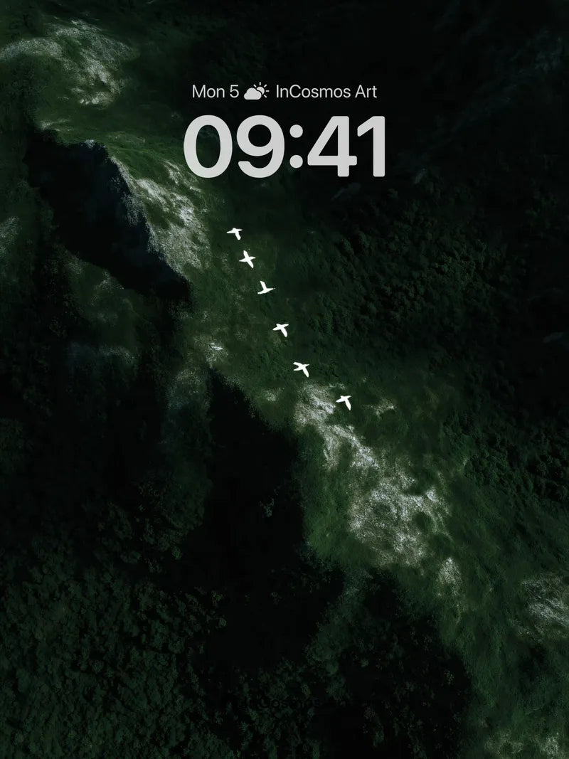Shadowed Flight Wallpaper with Celestial Path wallpaper for iPhone, iPad & Mac