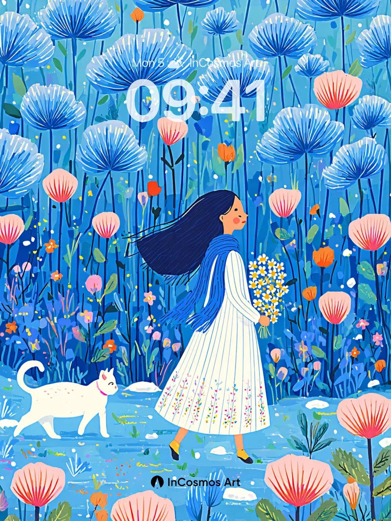 Whispering Bloom Wallpaper with Midnight Walk wallpaper for iPhone, iPad & Mac